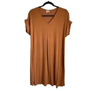 By Tavi B/T Slub Dress Size M Apricot Cap Sleeves V-Neck Fair Trade